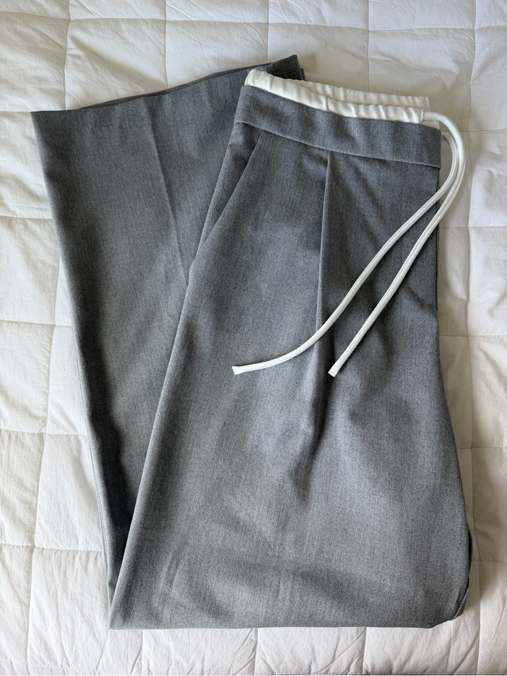 Zara Gray Drawstring Waist Trousers with White Trim